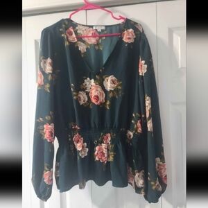 Floral V-Neck Women's Top